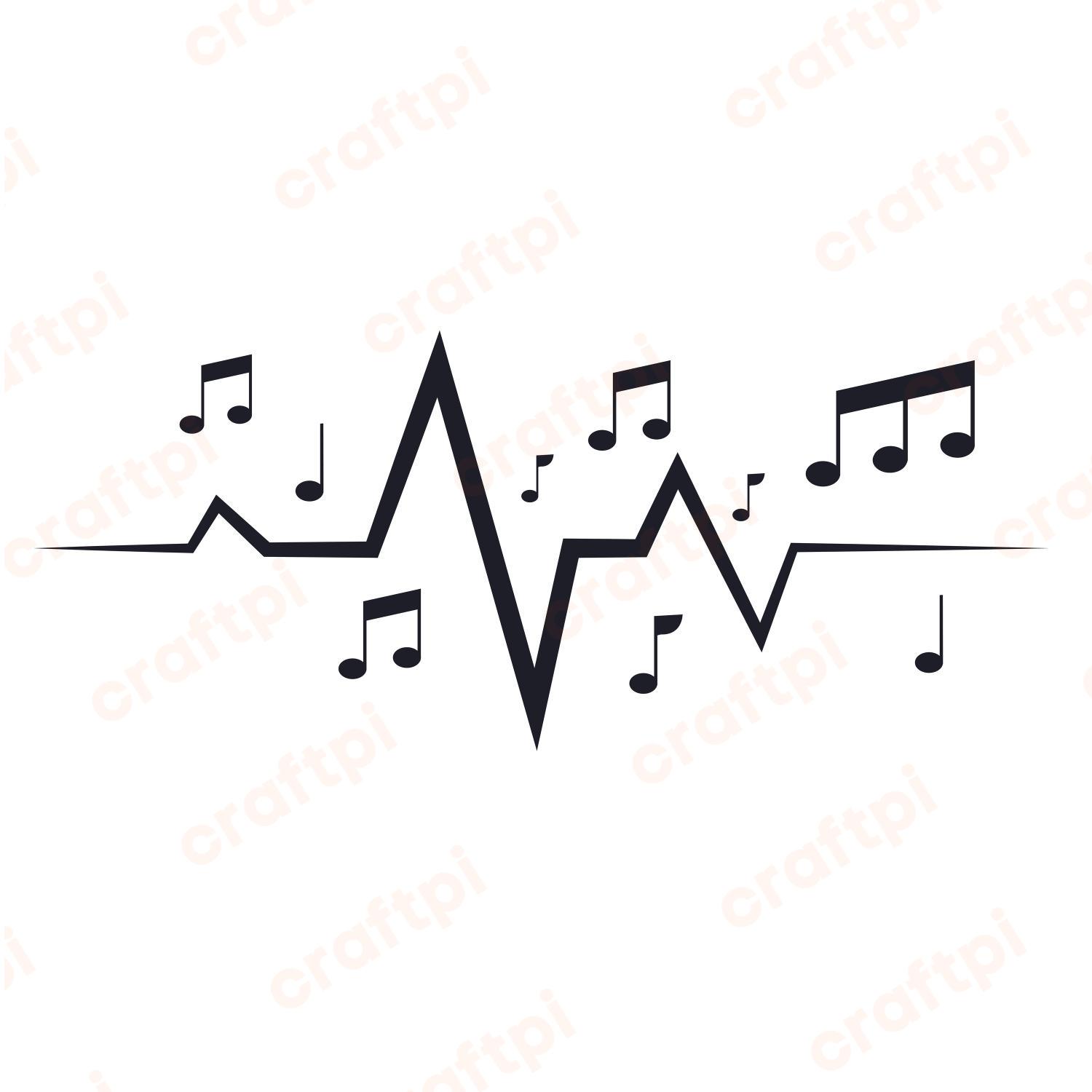 Music Notes Heartbeat SVG, PNG, JPG, PSD, PDF Files