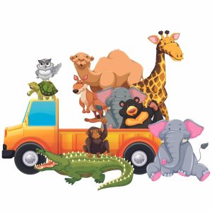 Tropical Jungle Safari Animals Car SVG, PNG, JPG, PSD, PDF Files