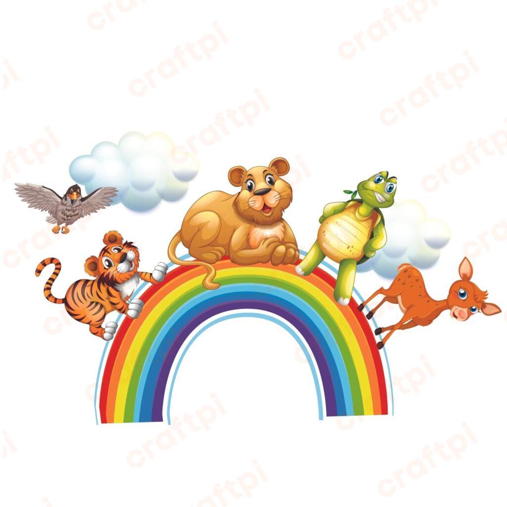 Safari Baby Animals Rainbow SVG, PNG, JPG, PSD, PDF Files