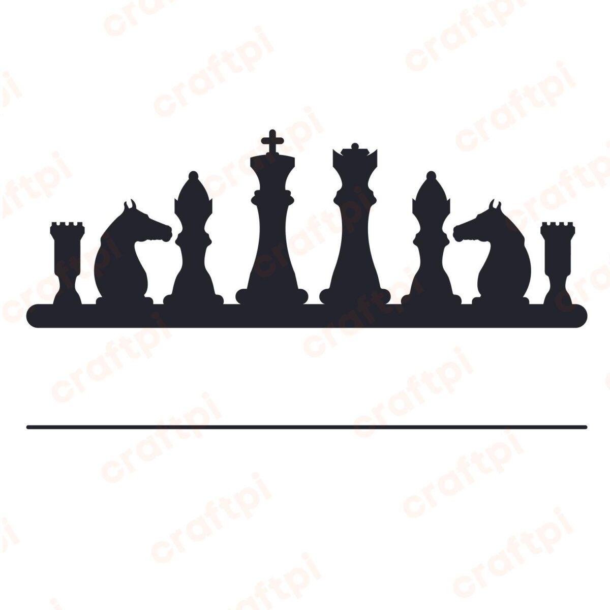 Chess Pieces Black Monogram SVG, PNG, JPG, PSD, PDF Files