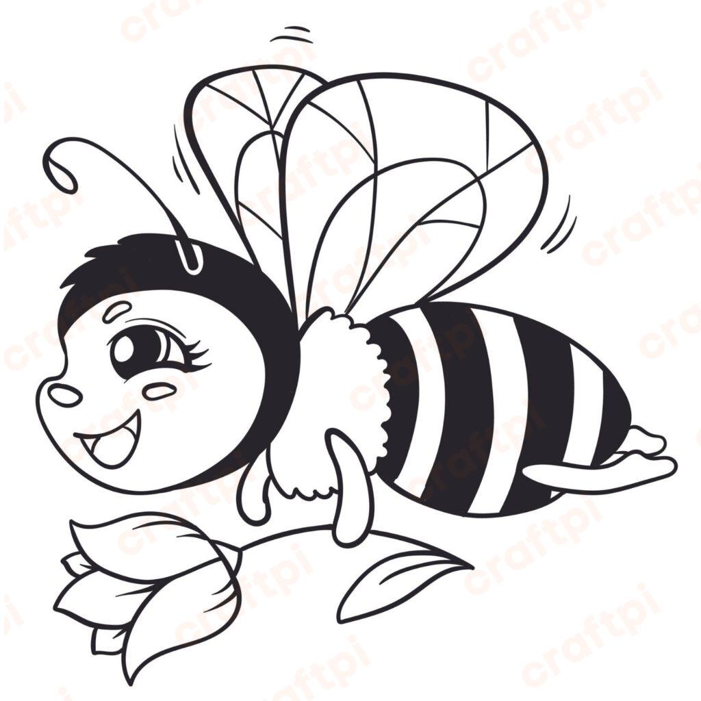 Bee and Sunflower SVG, PNG, JPG, PSD, PDF Files