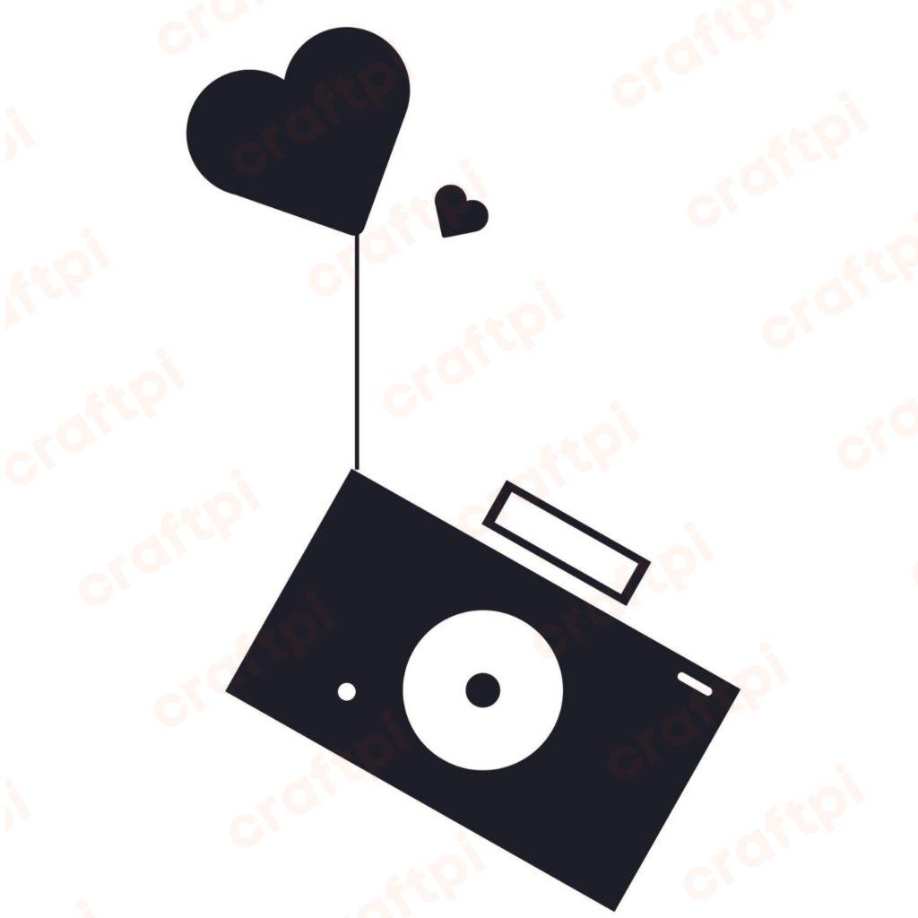 Instant Camera with Heart Print SVG, PNG, JPG, PSD, PDF Files