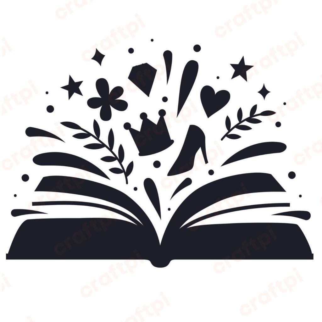 Book with Flowers SVG, PNG, JPG, PSD, PDF Files