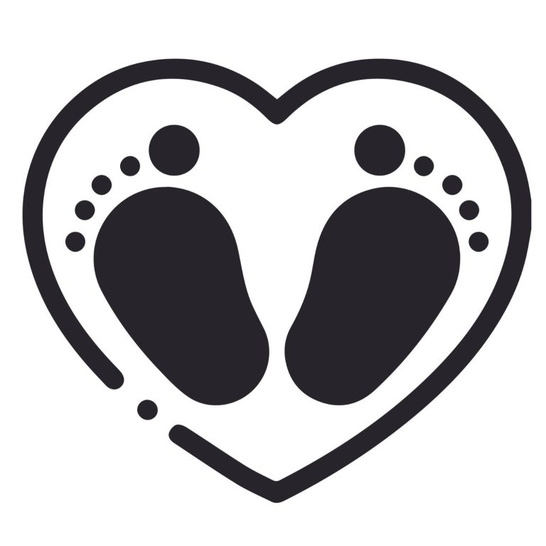 Baby Footprint with Heart SVG, PNG, JPG, PSD, PDF Files
