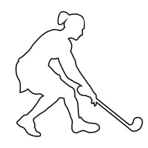 Female Hockey Player Silhouette Outline SVG, PNG, JPG, PSD, PDF Files