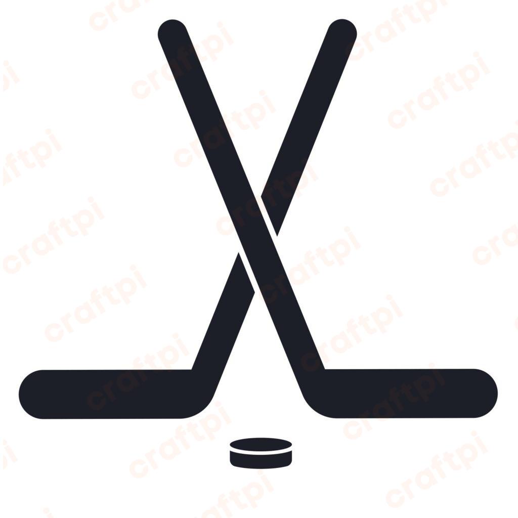 Simple Hockey Sticks & Puck SVG, PNG, JPG, PSD, PDF Files