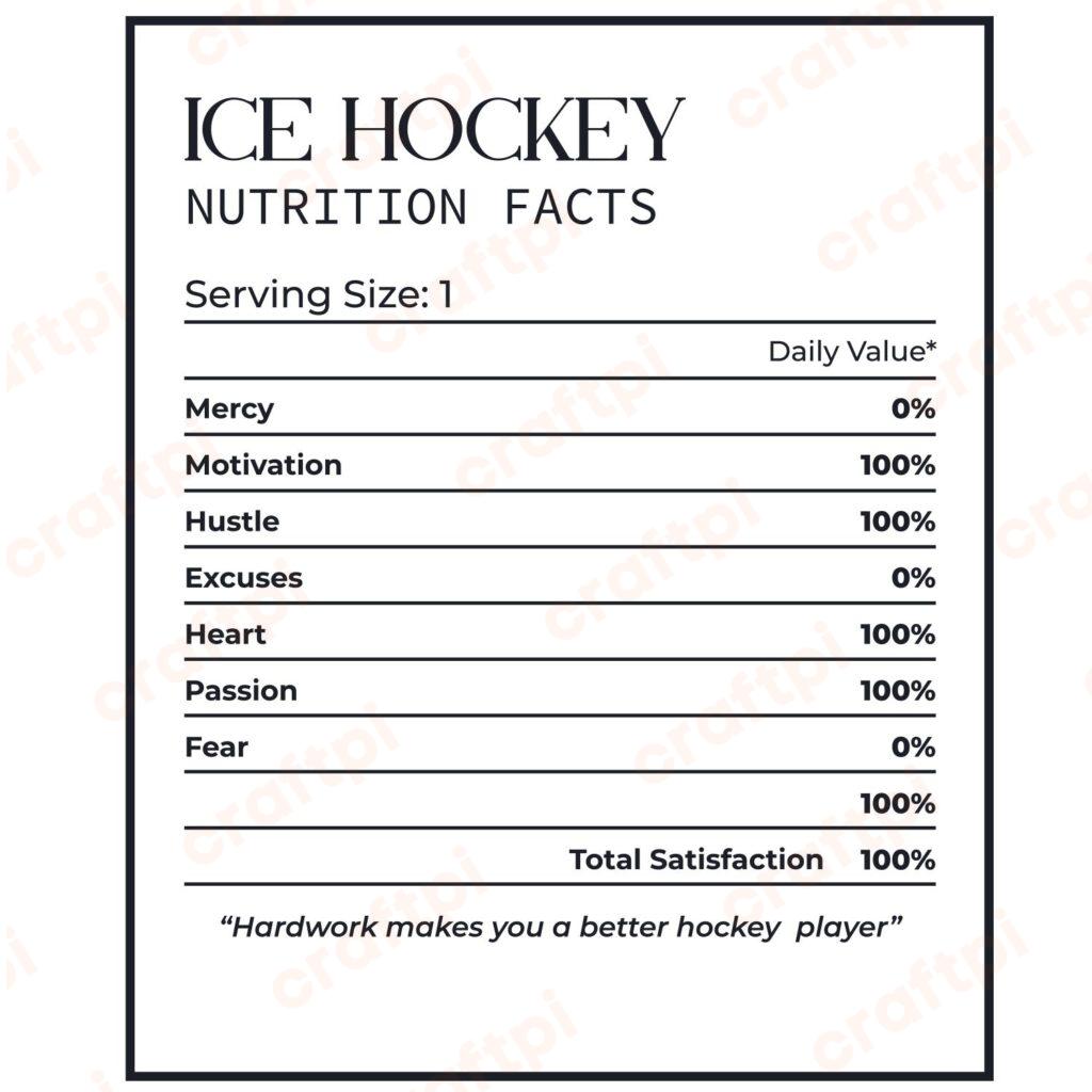 Hockey Nutrition Facts SVG, PNG, JPG, PSD, PDF Files