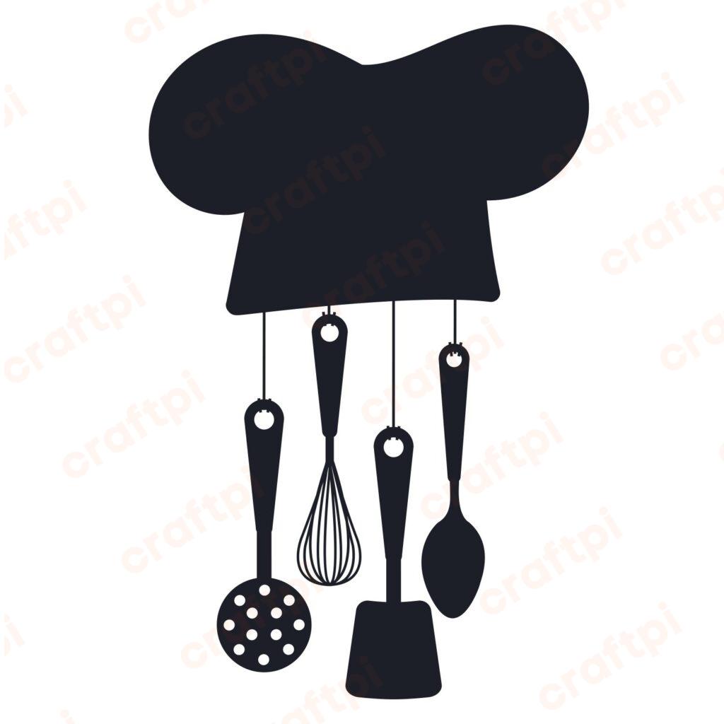 Chef Hat With Kitchen Tools SVG, PNG, JPG, PSD, PDF Files