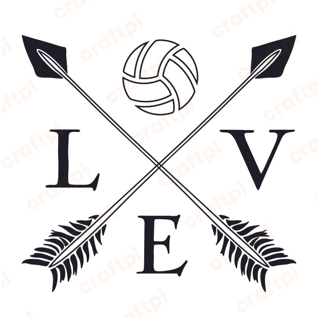 Volleyball Love With Arrows SVG, PNG, JPG, PSD, PDF Files
