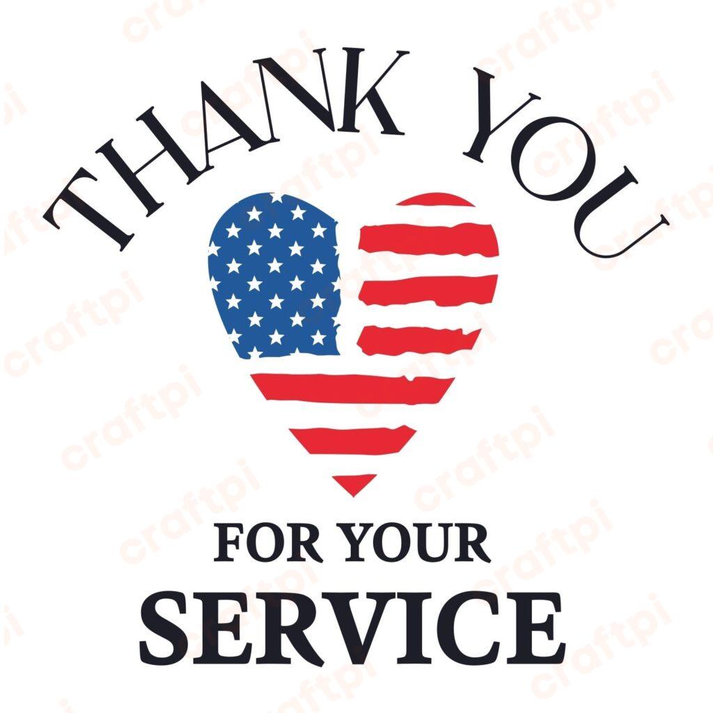 Thank You For Your Service With Heart SVG, PNG, JPG, PSD, PDF Files