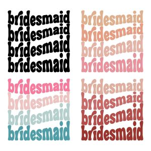 Retro Bridesmaid Bundle SVG, PNG, JPG, PDF Files