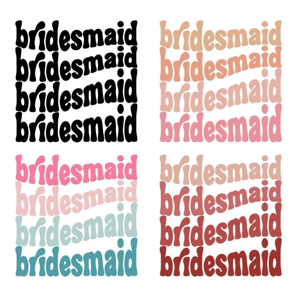 Retro Bridesmaid Bundle SVG, PNG, JPG, PDF Files