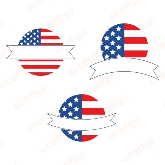 Circle USA Flag Monogram SVG, PNG, JPG, PDF Files