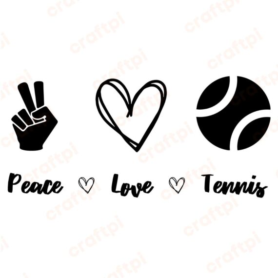 Peace Love Tennis SVG, PNG, JPG, PDF Files