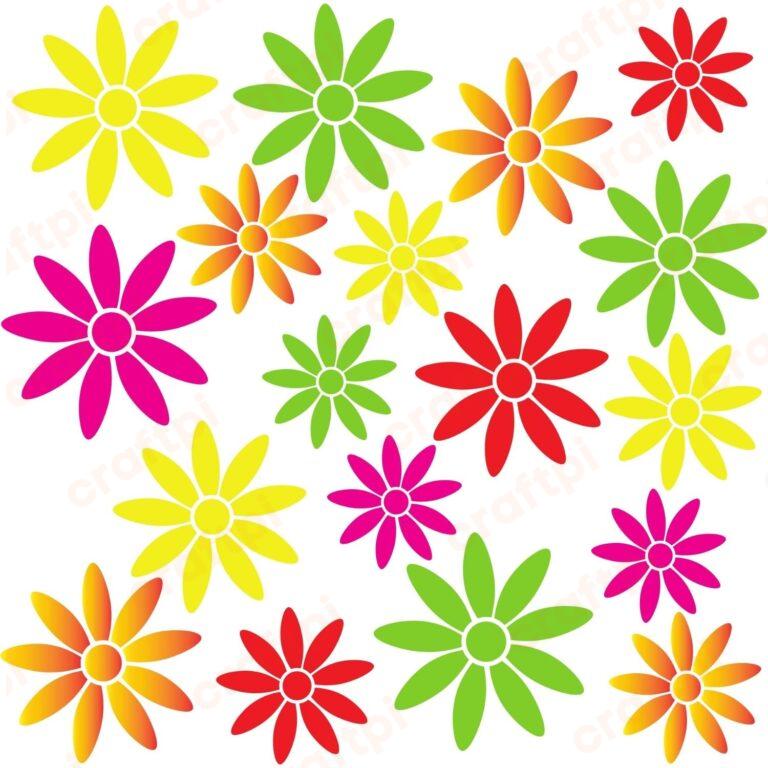 Colour Flower Seamless Pattern SVG, PNG, JPG, PDF Files