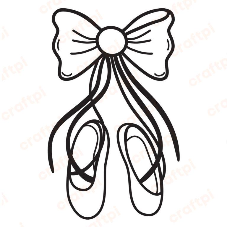 Ballet Shoes with Bowtie SVG, PNG, JPG, PDF Files