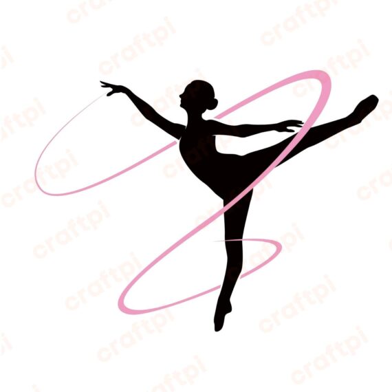 Ballerina Girl with Ribbon SVG, PNG, JPG, PDF Files