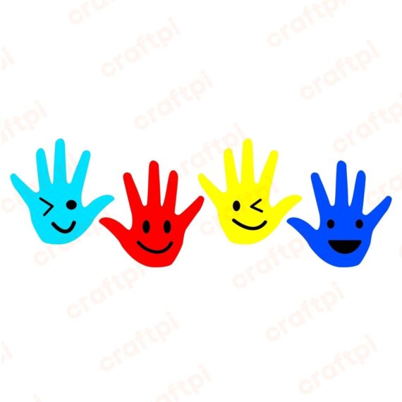 Autism Colourful Hand SVG, PNG, JPG, PDF Files