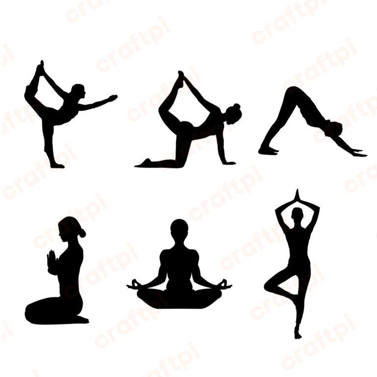 Yoga Position Bundle SVG, PNG, JPG, PDF Files