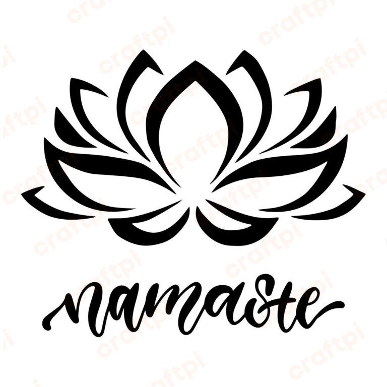 Namaste With Lotus Flower SVG, PNG, JPG, PDF Files