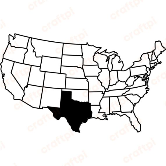 USA State Map Texas Marked SVG, PNG, JPG, PDF Files