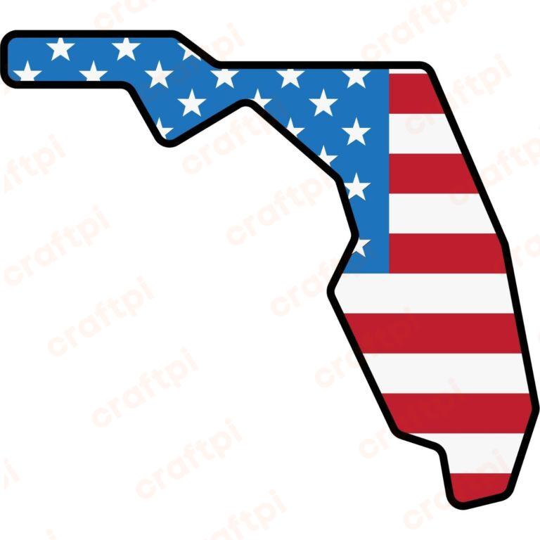Florida State Map USA Flag SVG, PNG, JPG, PDF Files