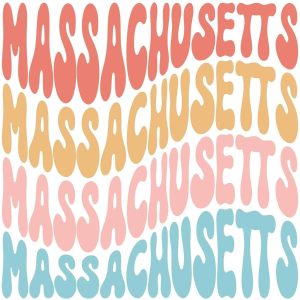 Massachusetts Retro Wavy Stacked Text SVG, PNG, JPG, PDF Files