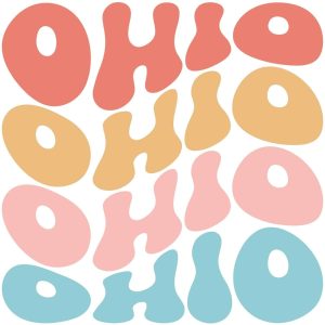 Ohio Retro Wavy Stacked Text SVG, PNG, JPG, PDF Files