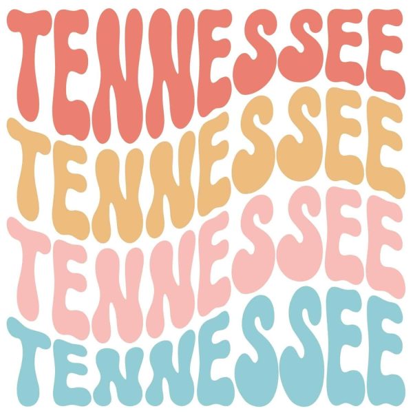 Tennessee Retro Wavy Stacked Text SVG, PNG, JPG, PDF Files
