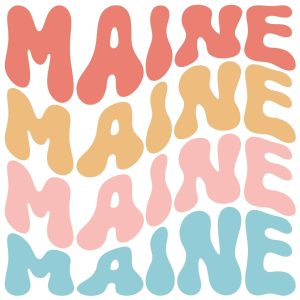 Maine Retro Wavy Stacked Text SVG, PNG, JPG, PDF Files