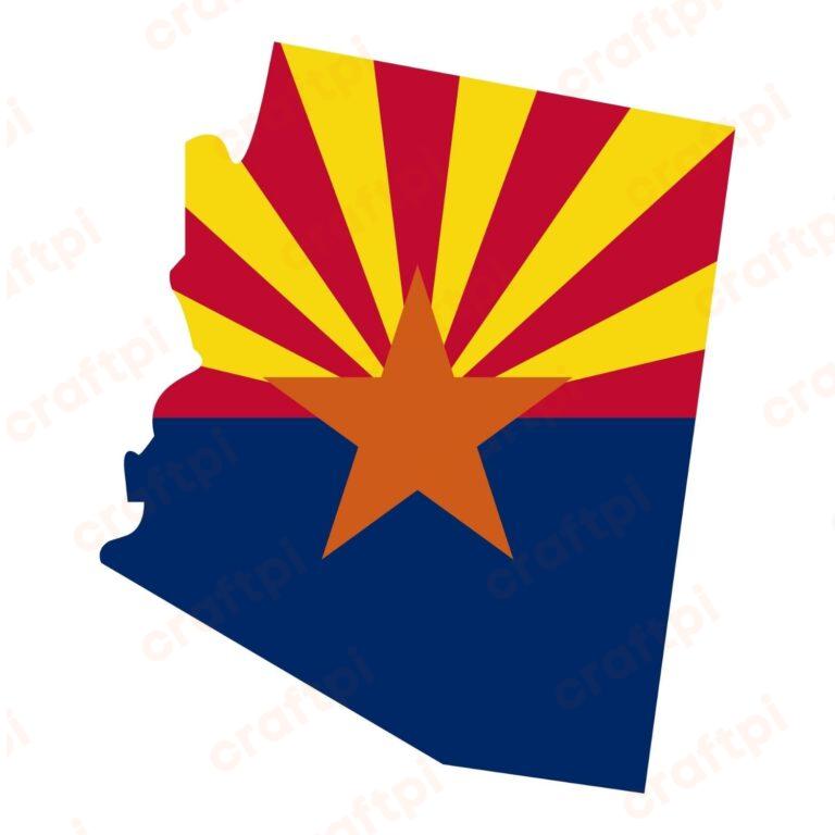 Arizona Map State Flag SVG, PNG, JPG, PDF Files