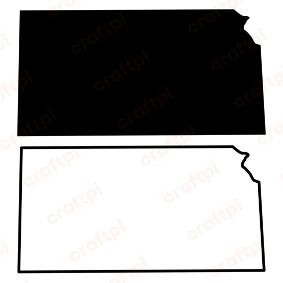 Kansas Silhouette & Outline State Map SVG, PNG, JPG, PDF Files