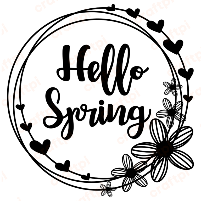 Floral Hello Spring Circle SVG, PNG, JPG, PDF Files