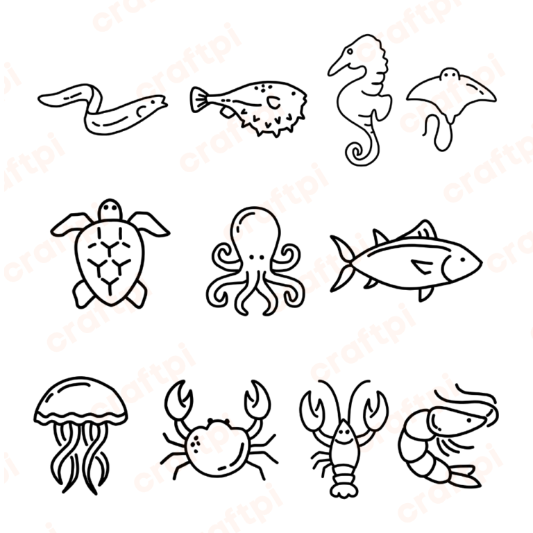 Ocean Sea Animal Outline SVG, PNG, JPG, PDF Files