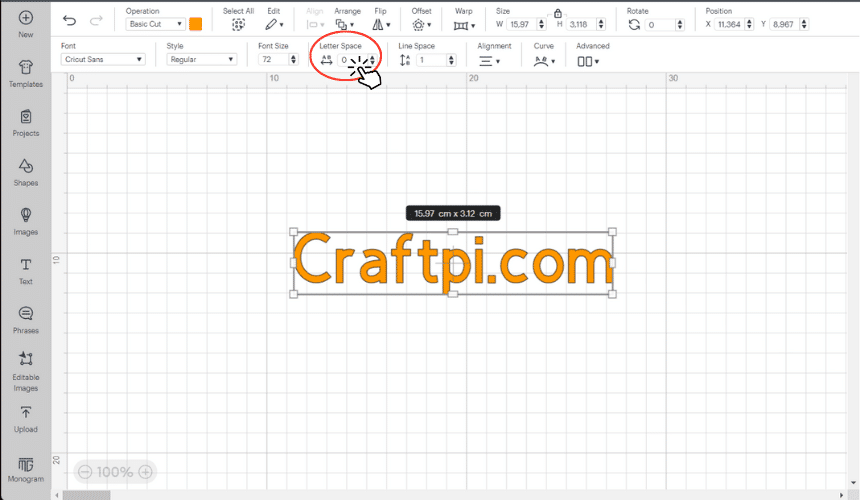 Cricut letter spacing