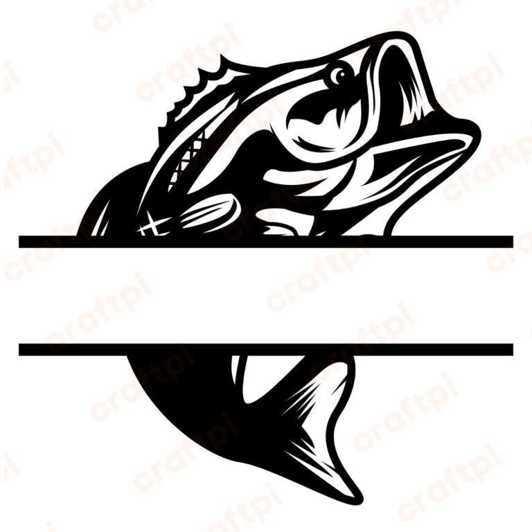 Fish Monogram SVG, PNG, JPG, PDF Files