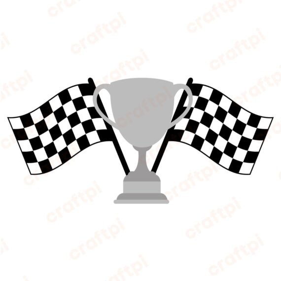 Trophy With Checkered Flag SVG, PNG, JPG, PDF Files