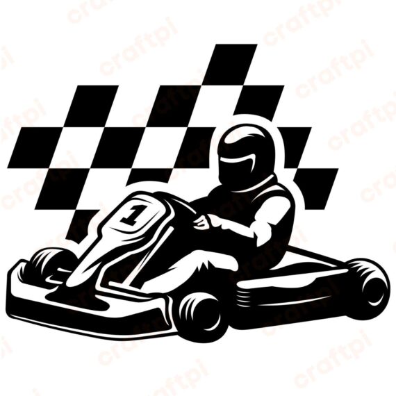 Go Kart With Flag SVG, PNG, JPG, PDF Files
