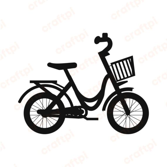 Girls & Ladies Bike Bicycle Silhouette SVG, PNG, JPG, PDF Files