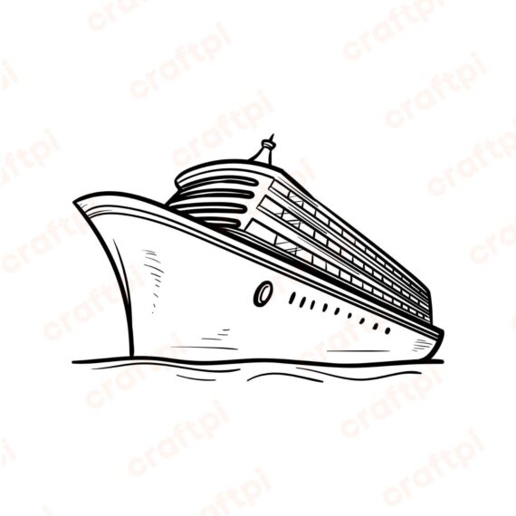 Cruise Ship Outline SVG, PNG, JPG, PDF Files