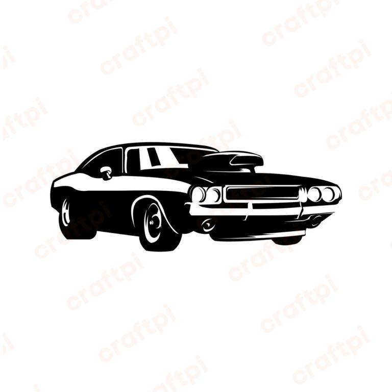 Charger RT Classic Car Silhouette SVG, PNG, JPG, PDF Files