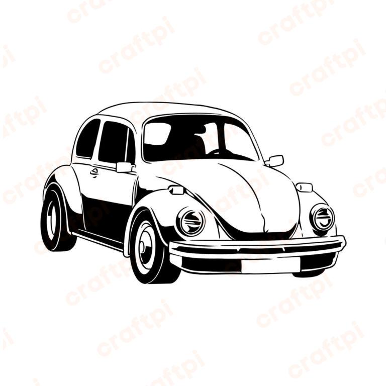 Beetle Classic Car Silhouette SVG, PNG, JPG, PDF Files