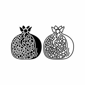 Pomegranate Outline SVG, PNG, JPG, PDF Files