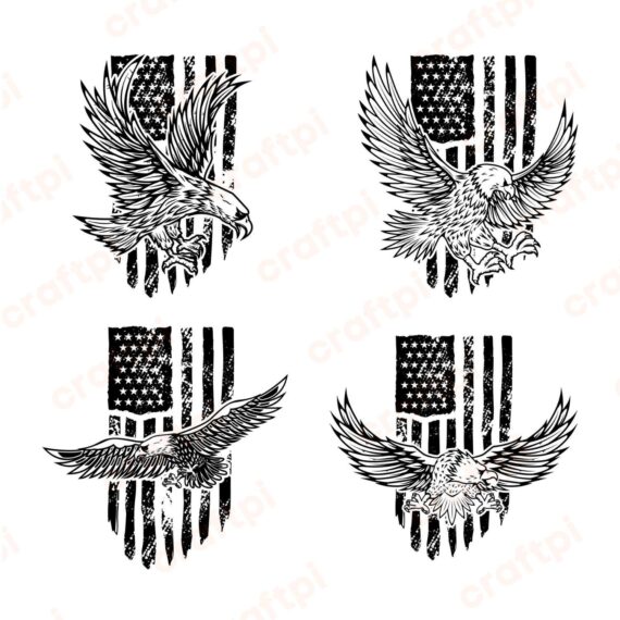 Distressed Eagle USA Flag Bundle SVG, PNG, JPG, PDF Files