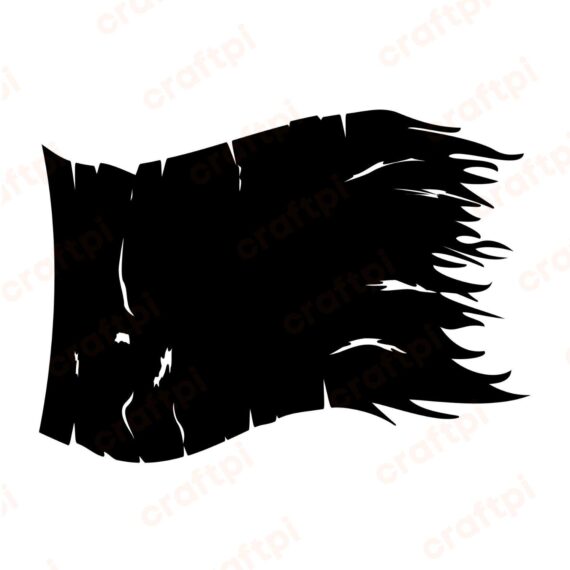 Blank Ripped & Torn Flag Silhouette SVG, PNG, JPG, PDF Files