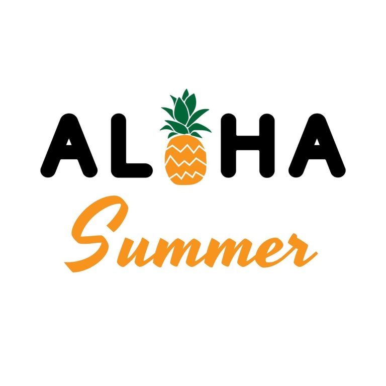 Aloha Summer Pineapple SVG, PNG, JPG, PDF Files