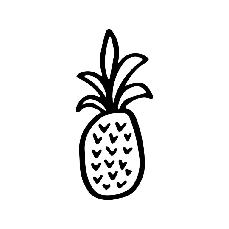 Heart Pineapple Outline SVG, PNG, JPG, PDF Files