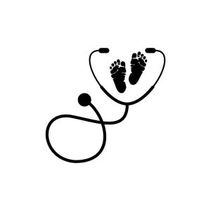 Stethoscope Baby Foot Print SVG, PNG, JPG, PDF Files