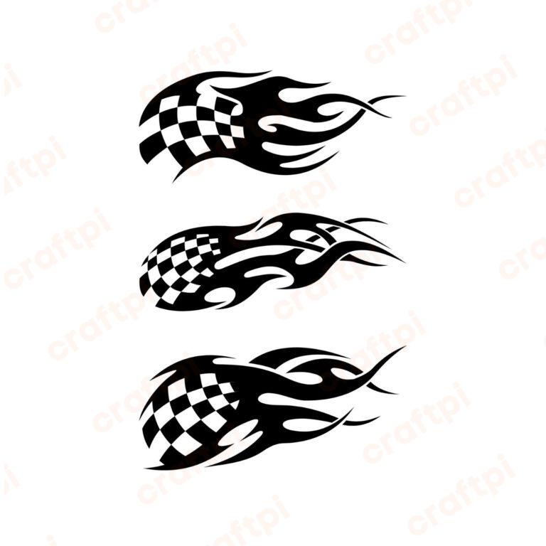 Checkered Flag with Flame SVG, PNG, JPG, PDF Files