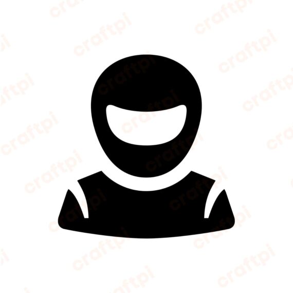 F1 Driver with Helmet Silhouette SVG, PNG, JPG, PDF Files
